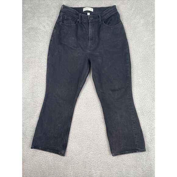 Abercrombie & Fitch Jeans Women 28|6 Short Black The Kick Flare Ultra High Rise - Picture 1 of 7